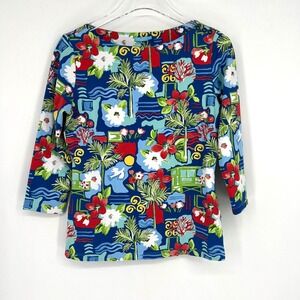 J Mclaughlin‎ Top Womens S Catalina Cloth Floral Hawaii Beach Tropical Colorful